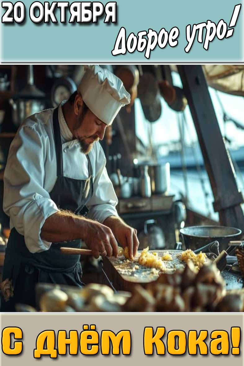 Открытка "20 октября доброе утро! С днём кока!"