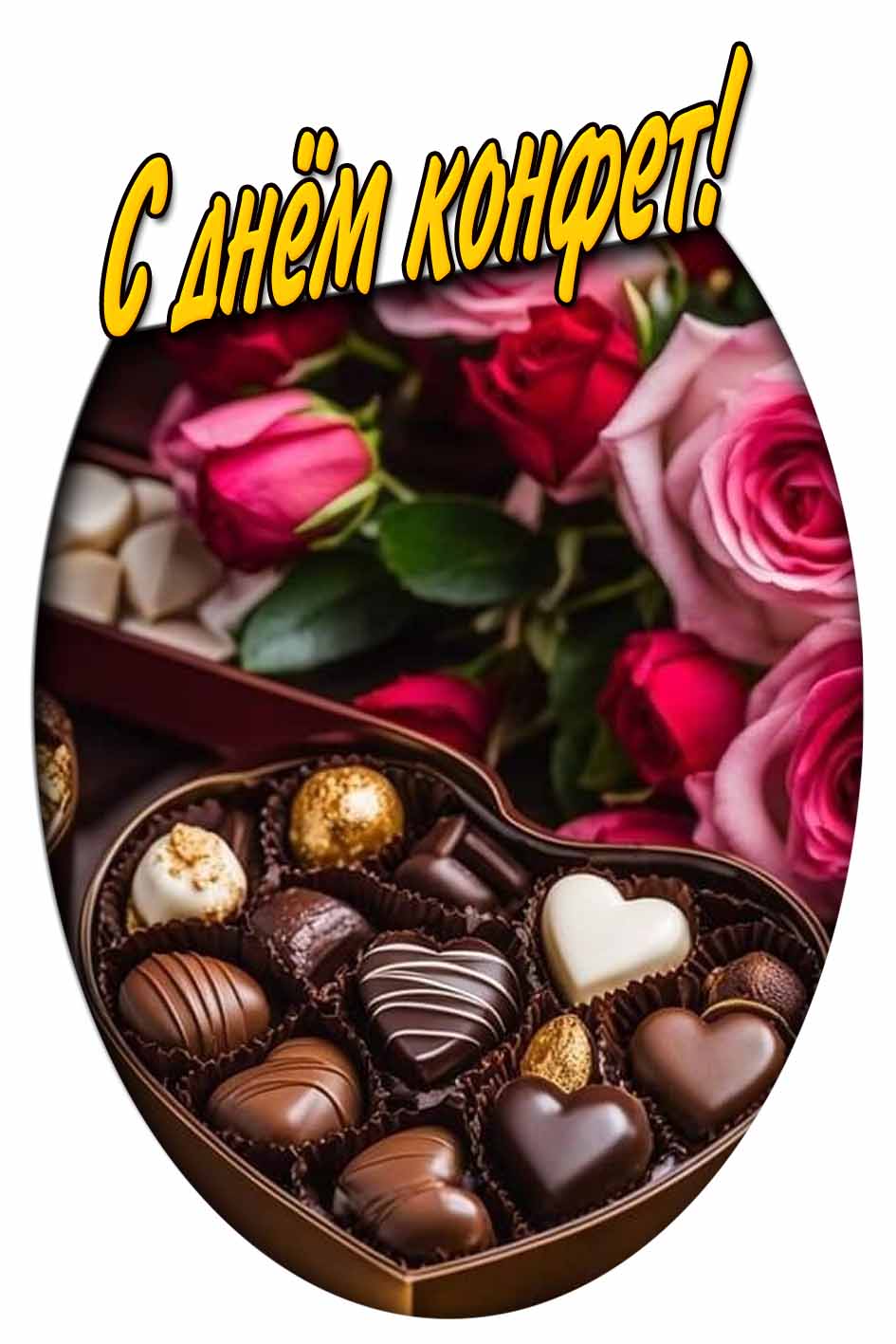 С днём конфет! - шоколадная картинка с розами