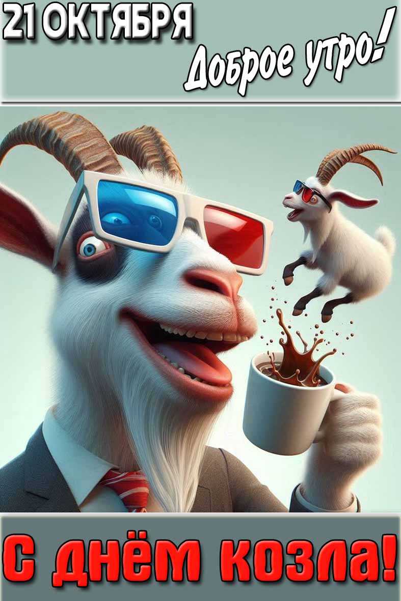 Открытка "21 октября доброе утро! С днём козла!"