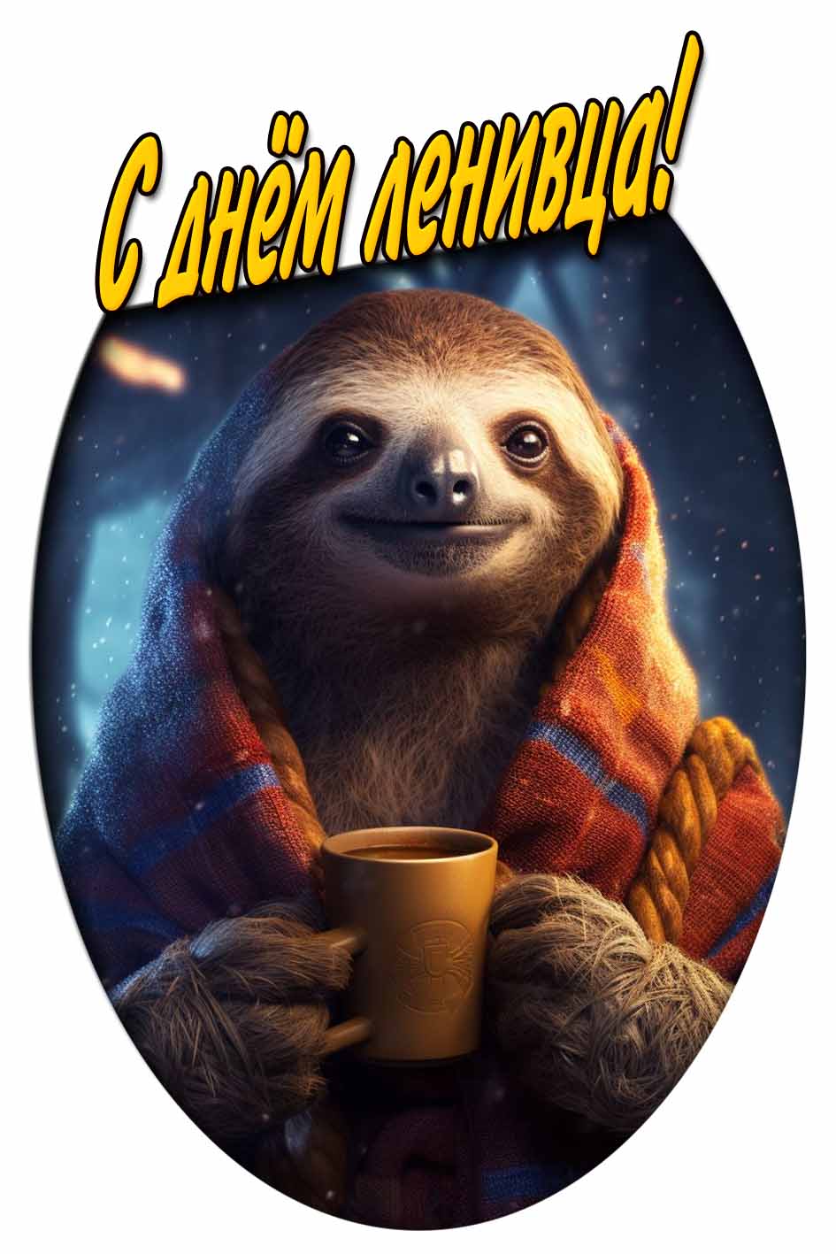 С днём ленивца! - открытка