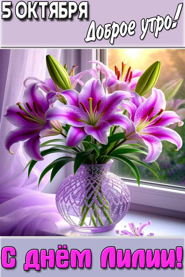 Картинка "5 октября доброе утро! С днём лилии!"