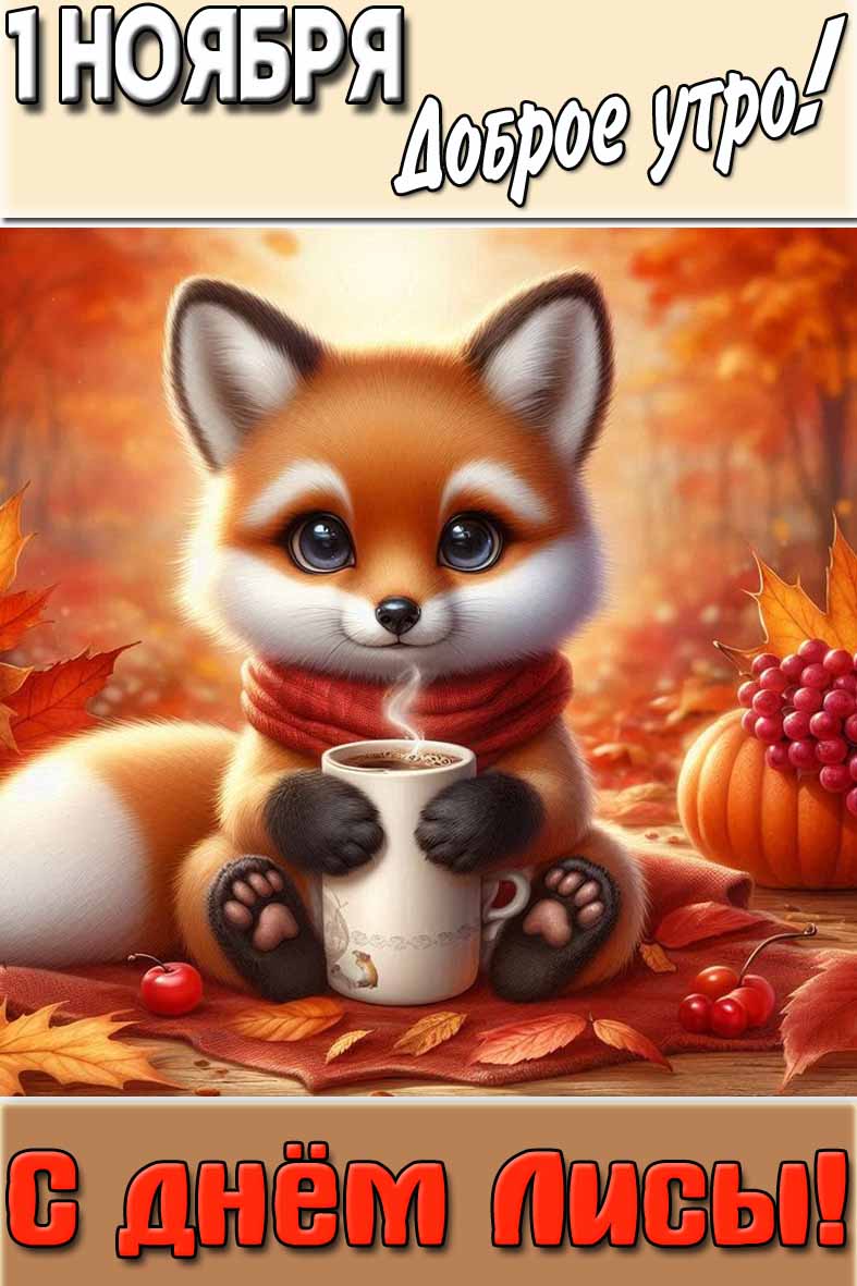 Картинка "1 ноября доброе утро! С днём лисы!"