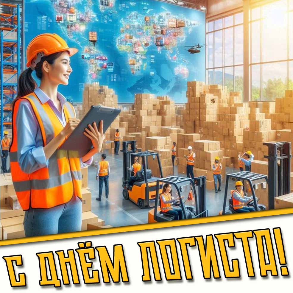 С днём логиста! - открытка для женщины