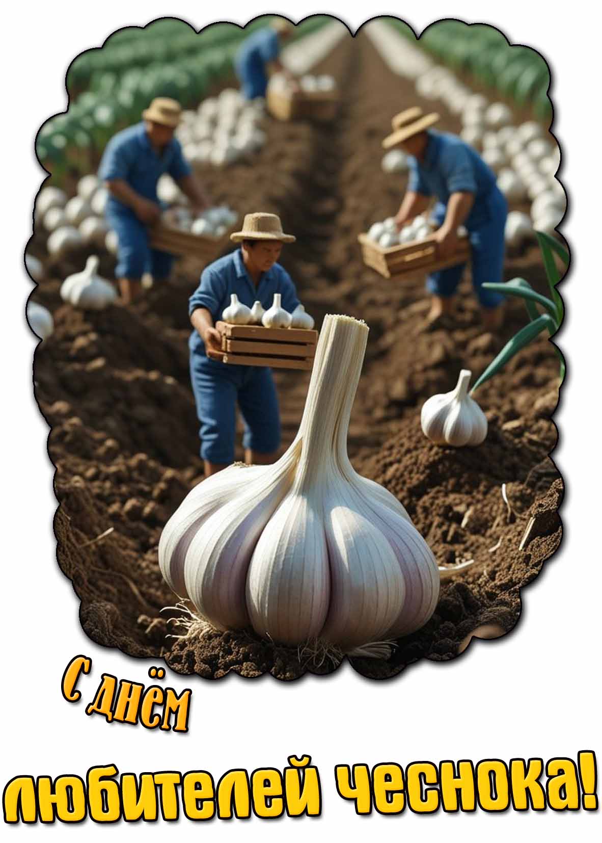 Прикольная открытка с днём любителей чеснока