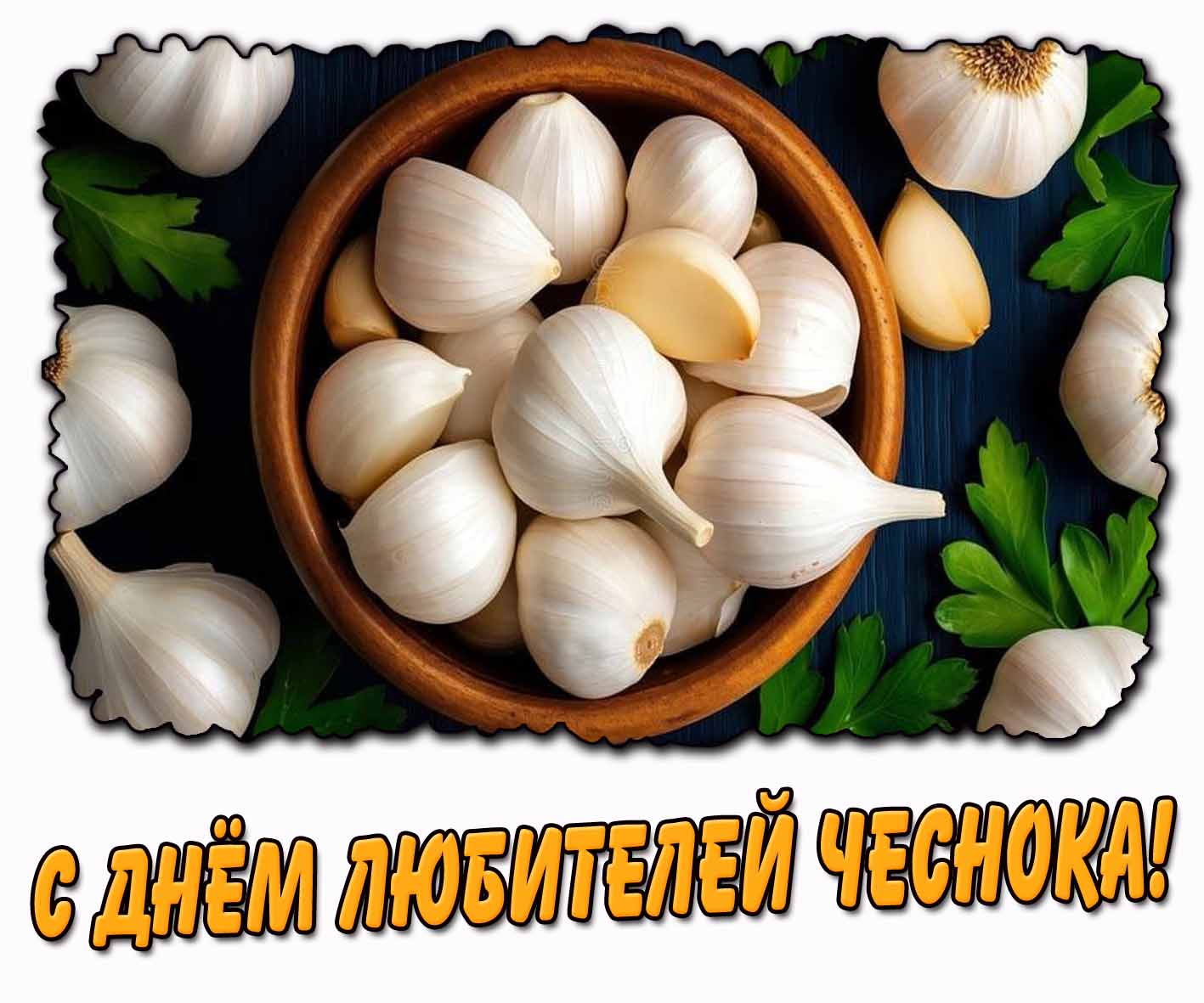 С днём любителей чеснока! - открытка