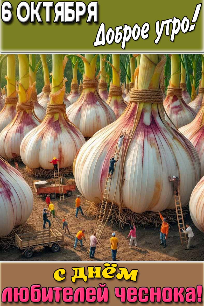 Картинка "6 октября доброе утро! С днём любителей чеснока!"