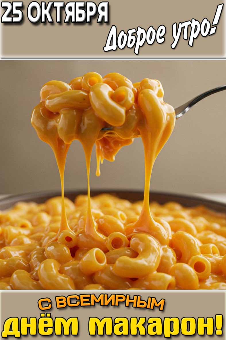 Картинка "25 октября доброе утро! С Всемирным днём макарон!"
