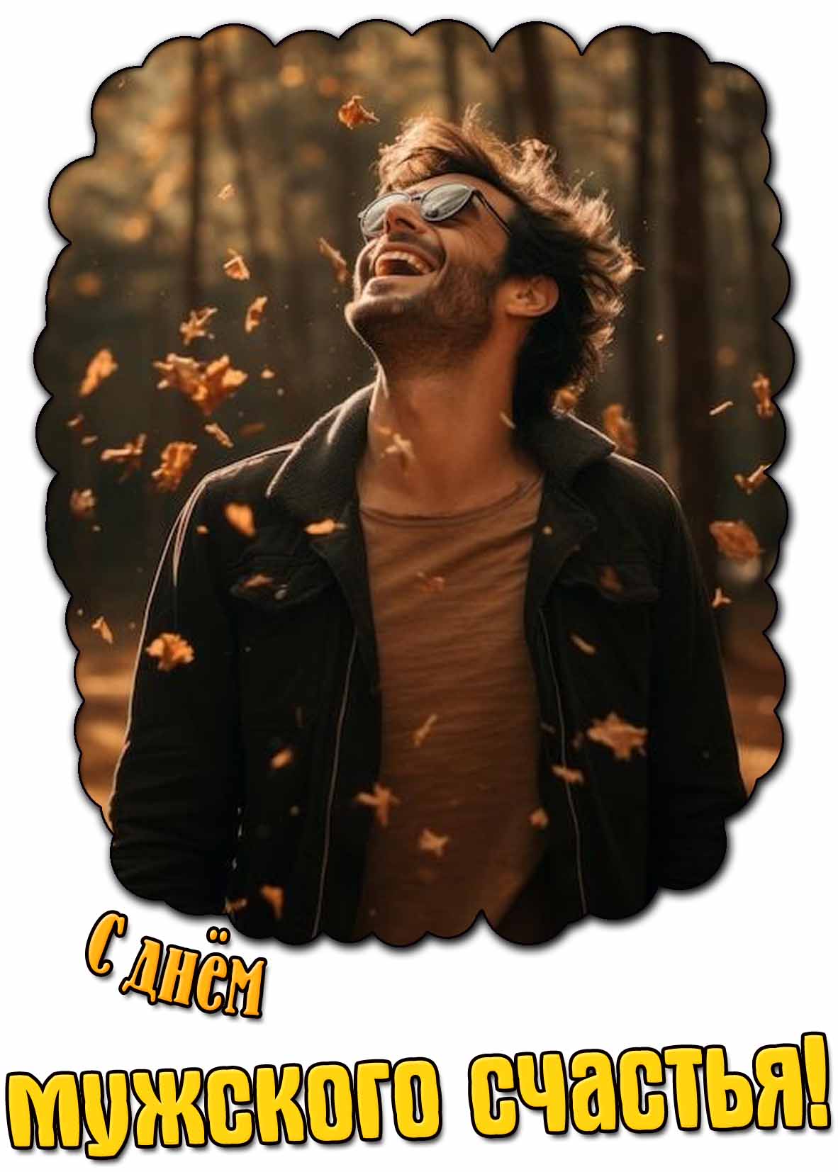 С днём мужского счастья! - позитивная открытка