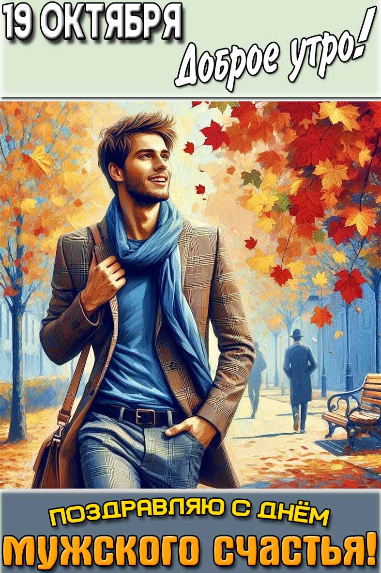 Картинка "19 октября доброе утро! Поздравляю с днём мужского счастья!"