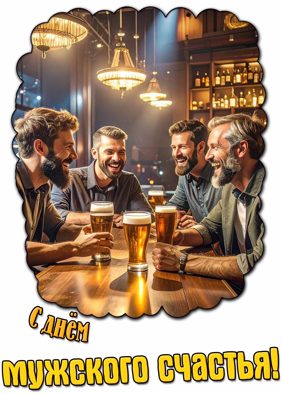 Прикольная открытка на день мужского счастья