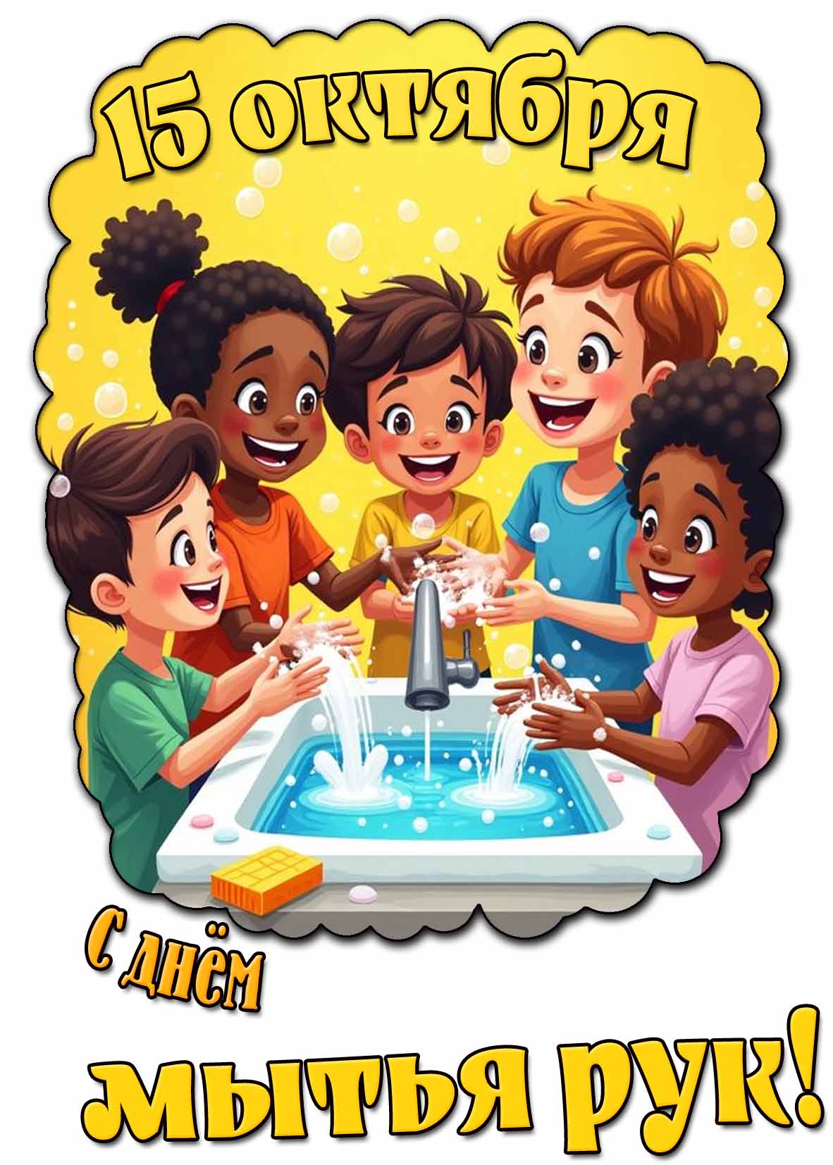 Прикольная открытка с днём мытья рук - 15 октября