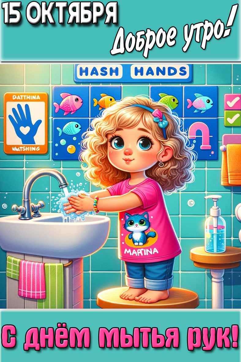 Картинка "15 октября доброе утро! С днём мытья рук!"