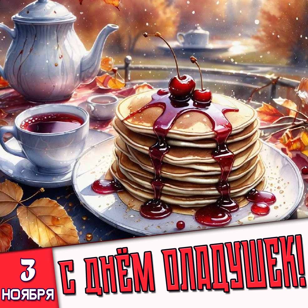 Открытка 3 ноября с днём оладушек