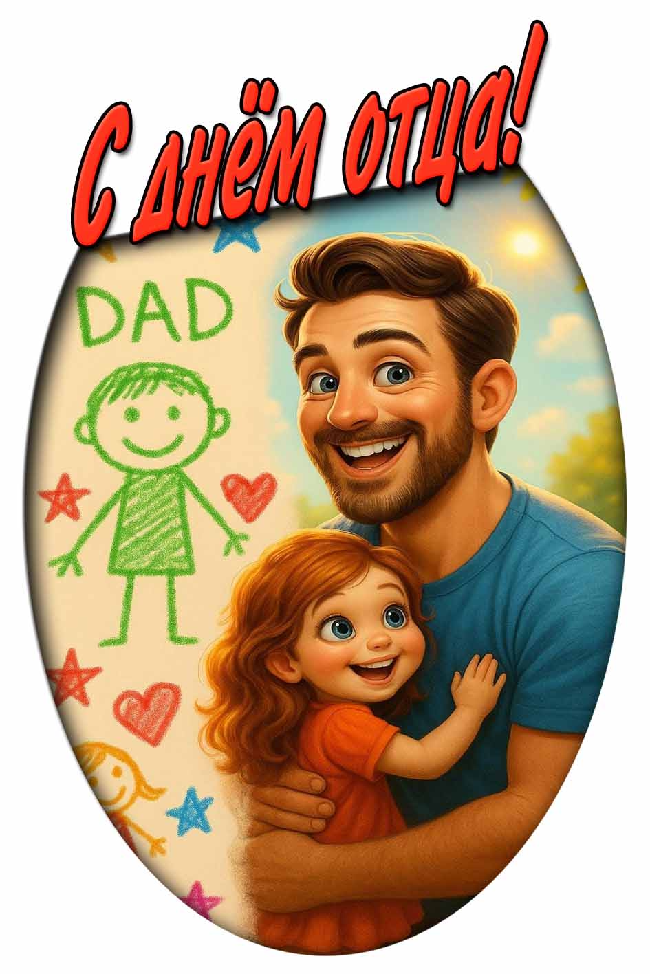 С днём отца! - прикольная открытка от дочери