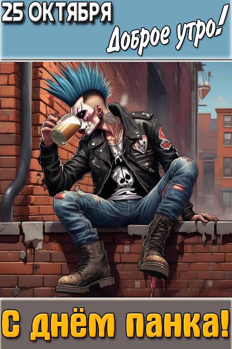 Открытка "25 октября доброе утро! С днём панка!"