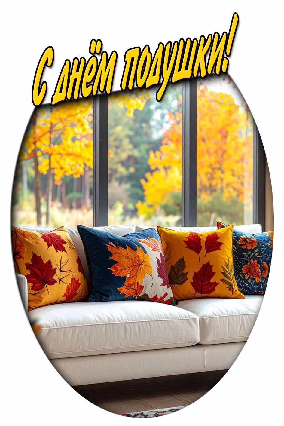Осенняя открытка с днём подушки