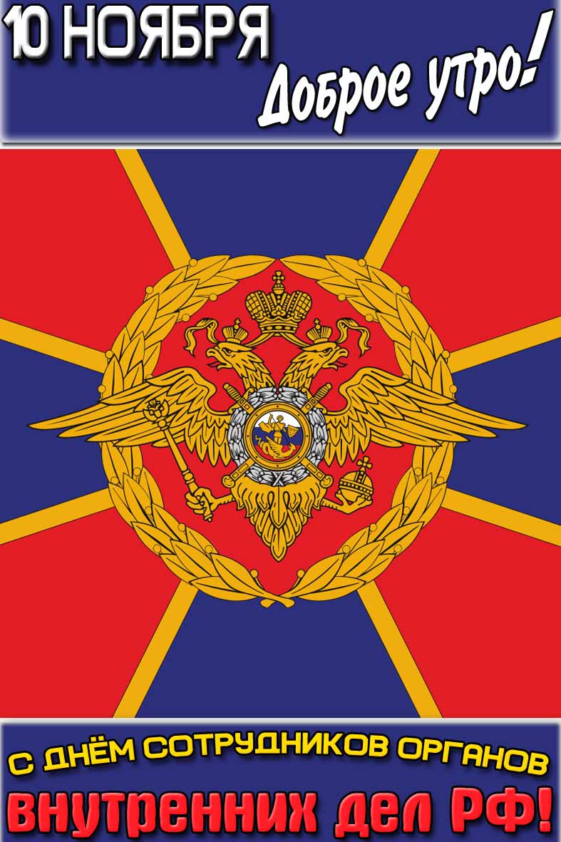 Открытка "10 ноября доброе утро! С днём сотрудников органов внутренних дел РФ!"