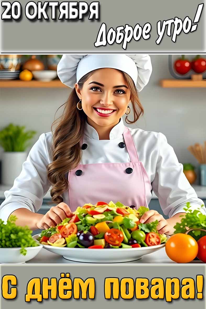 Открытка "20 октября доброе утро! С днём повара!"