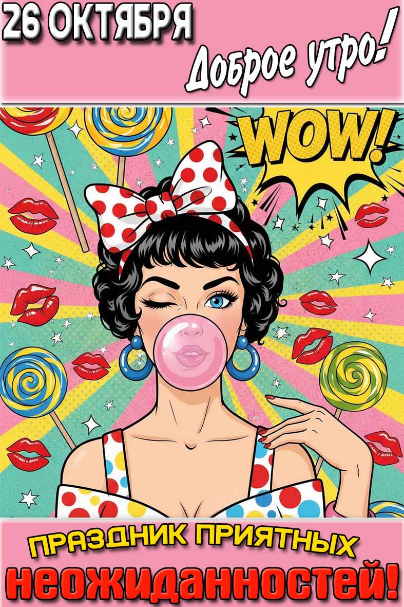 Открытка "26 октября доброе утро! Праздник приятных неожиданностей!"