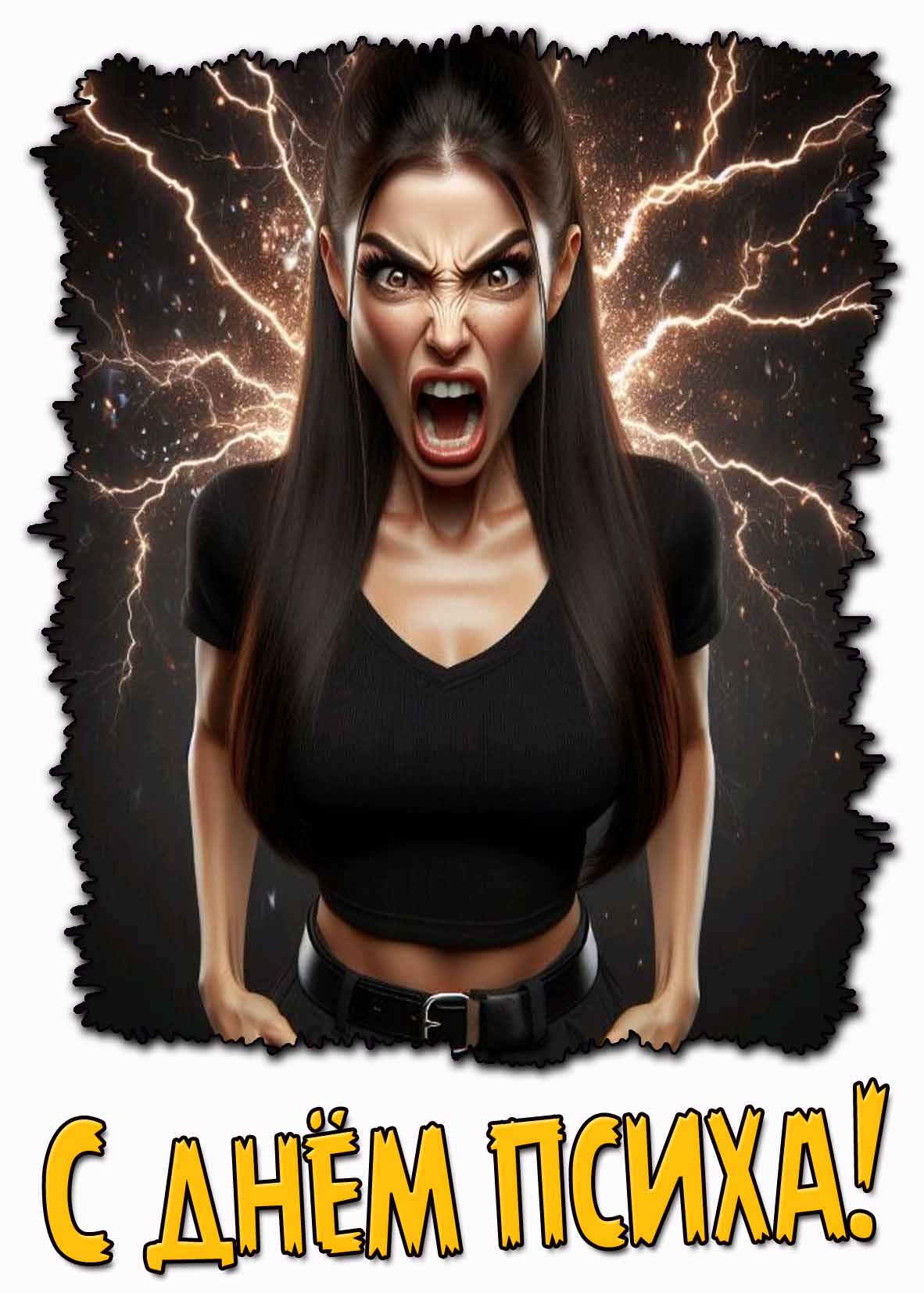С днём психа! - открытка для женщины