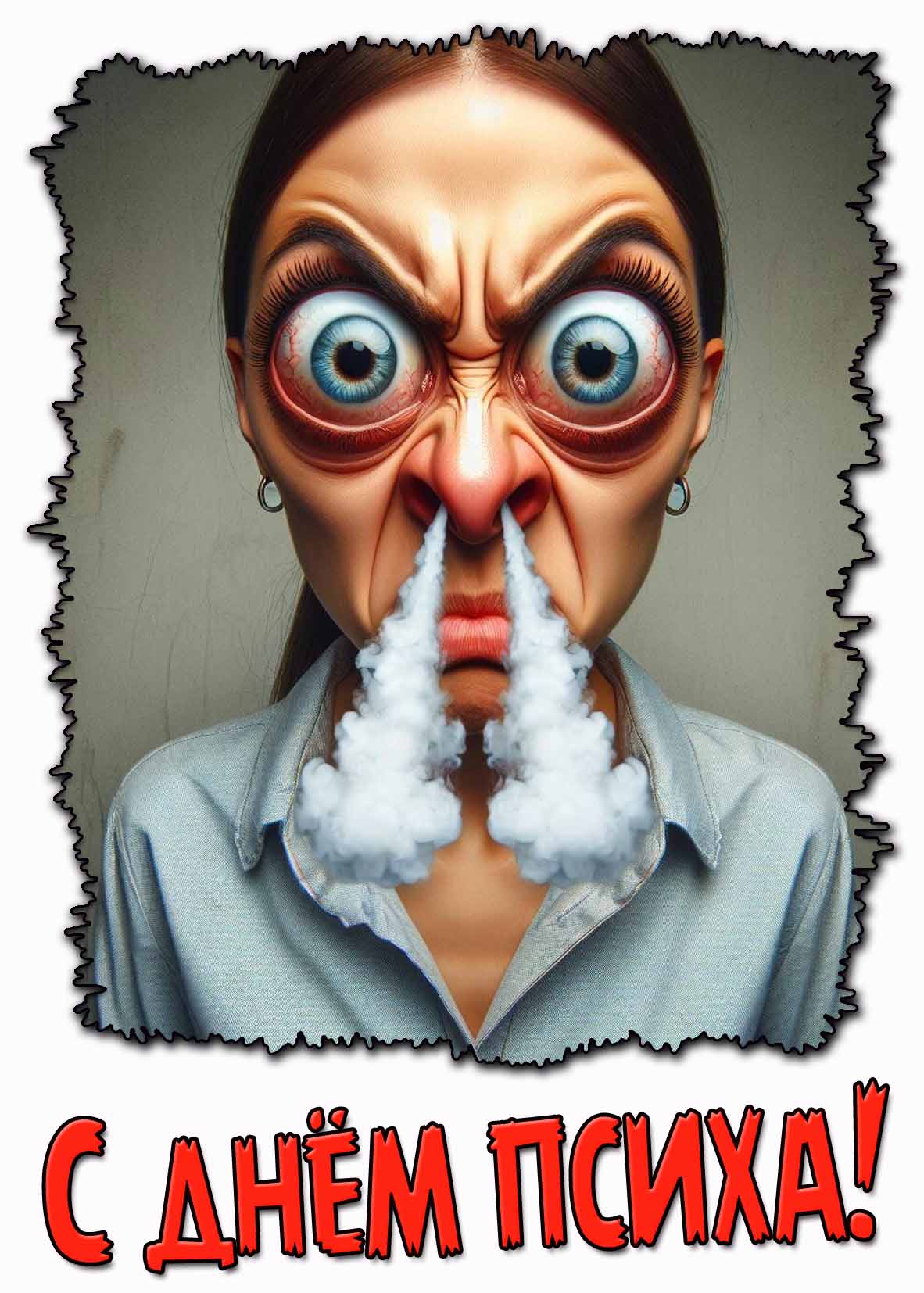 Смешная открытка с днём психа
