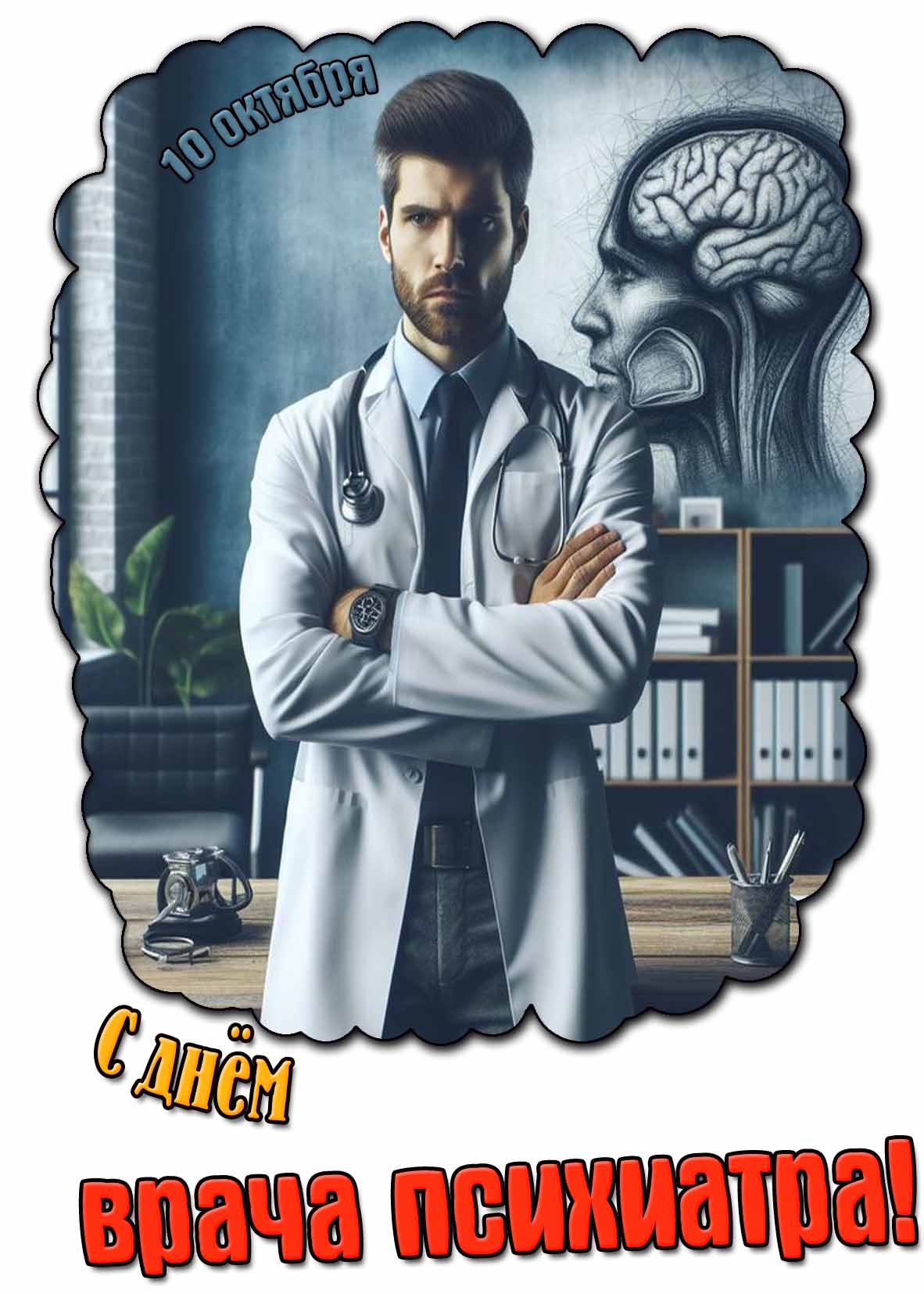 Открытка с днём врача психиатра - 10 октября