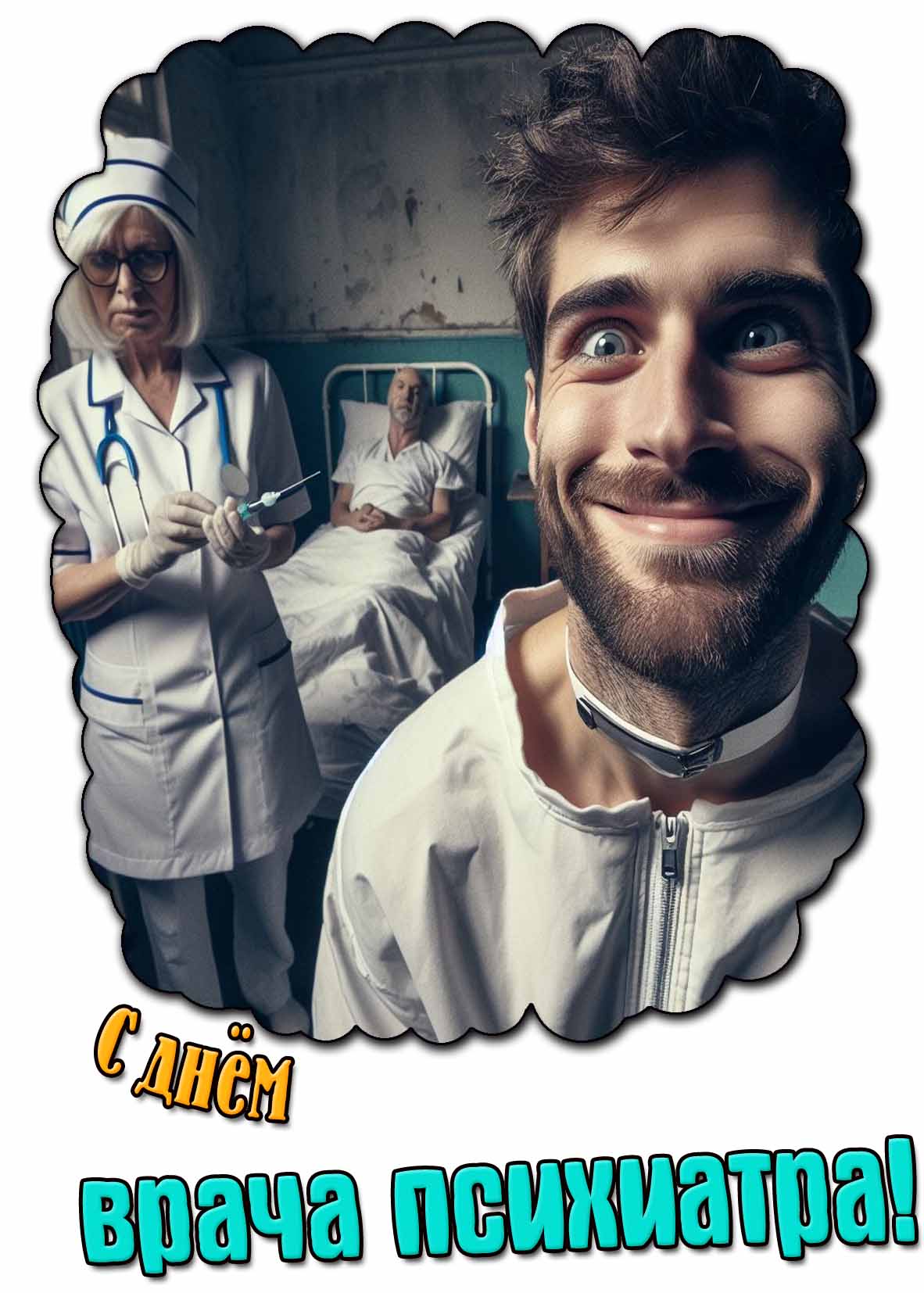 Прикольная открытка с днём врача психиатра