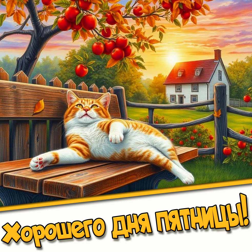 Хорошего дня пятницы! - открытка с котом