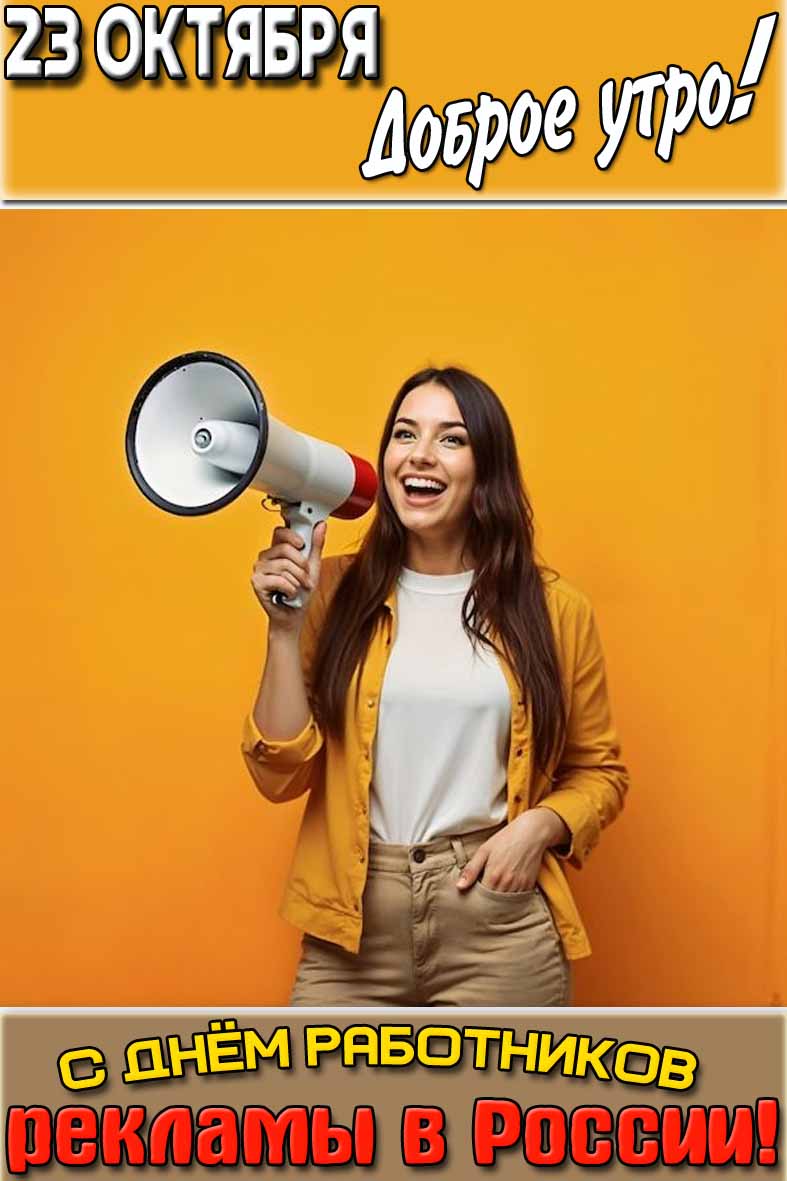 Открытка "23 октября доброе утро! С днём работников рекламы в России!"
