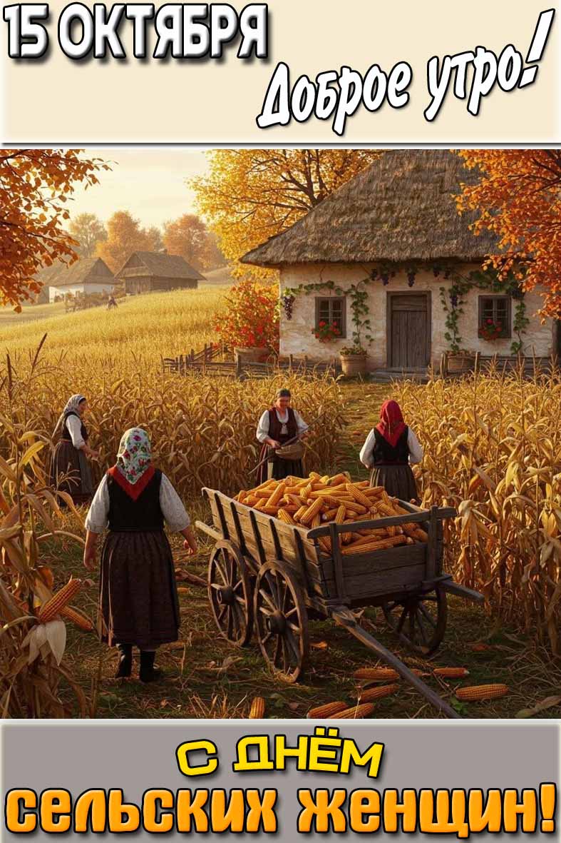 Открытка "15 октября доброе утро! С днём сельских женщин!"