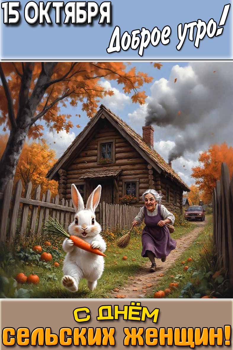 Смешная картинка "15 октября доброе утро! С днём сельских женщин!"