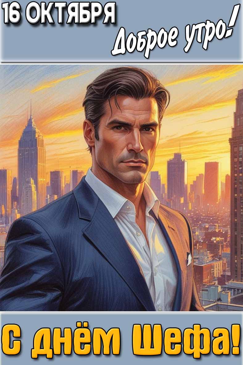 Открытка "16 октября доброе утро! С днём Шефа!"