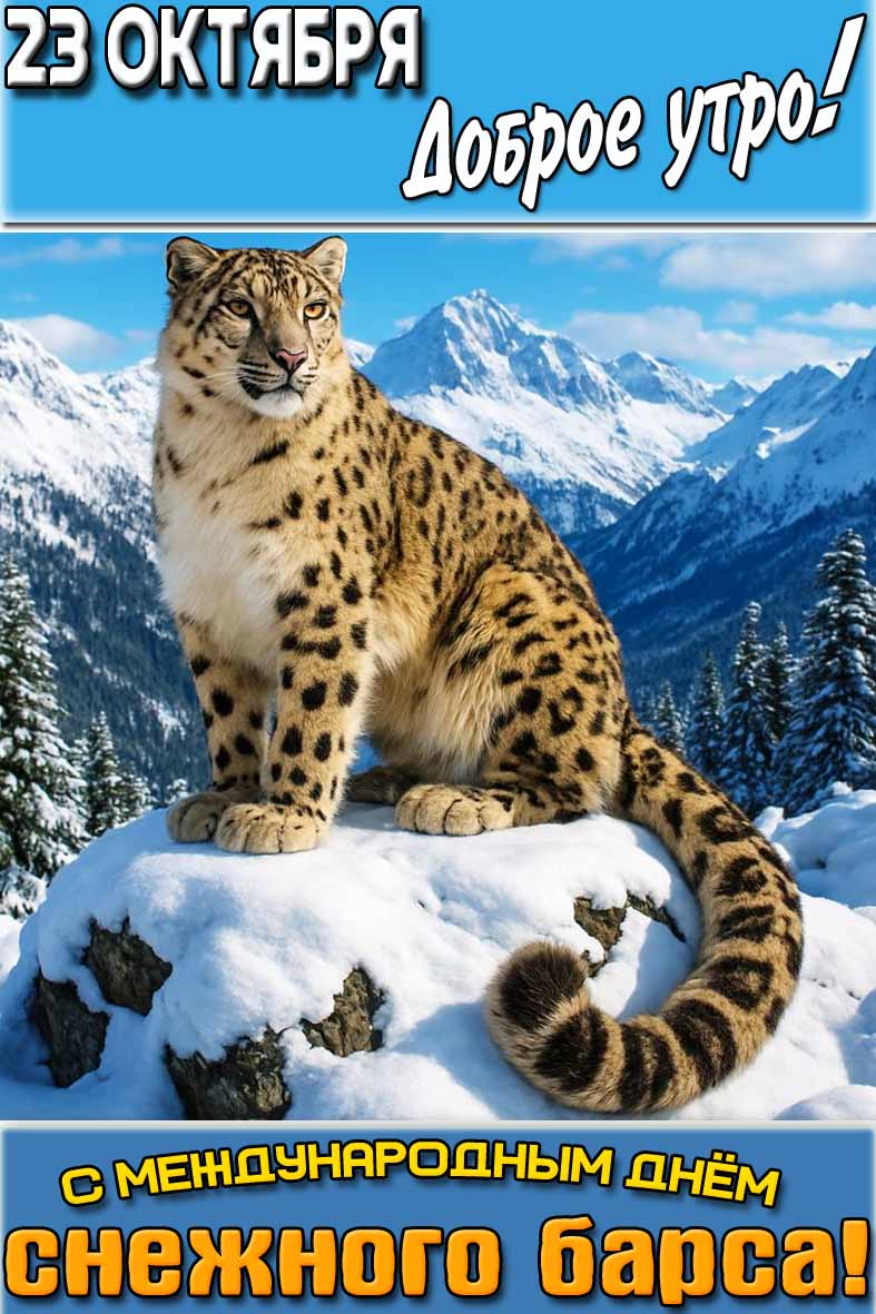 Картинка "23 октября доброе утро! С Международным днём снежного барса!"