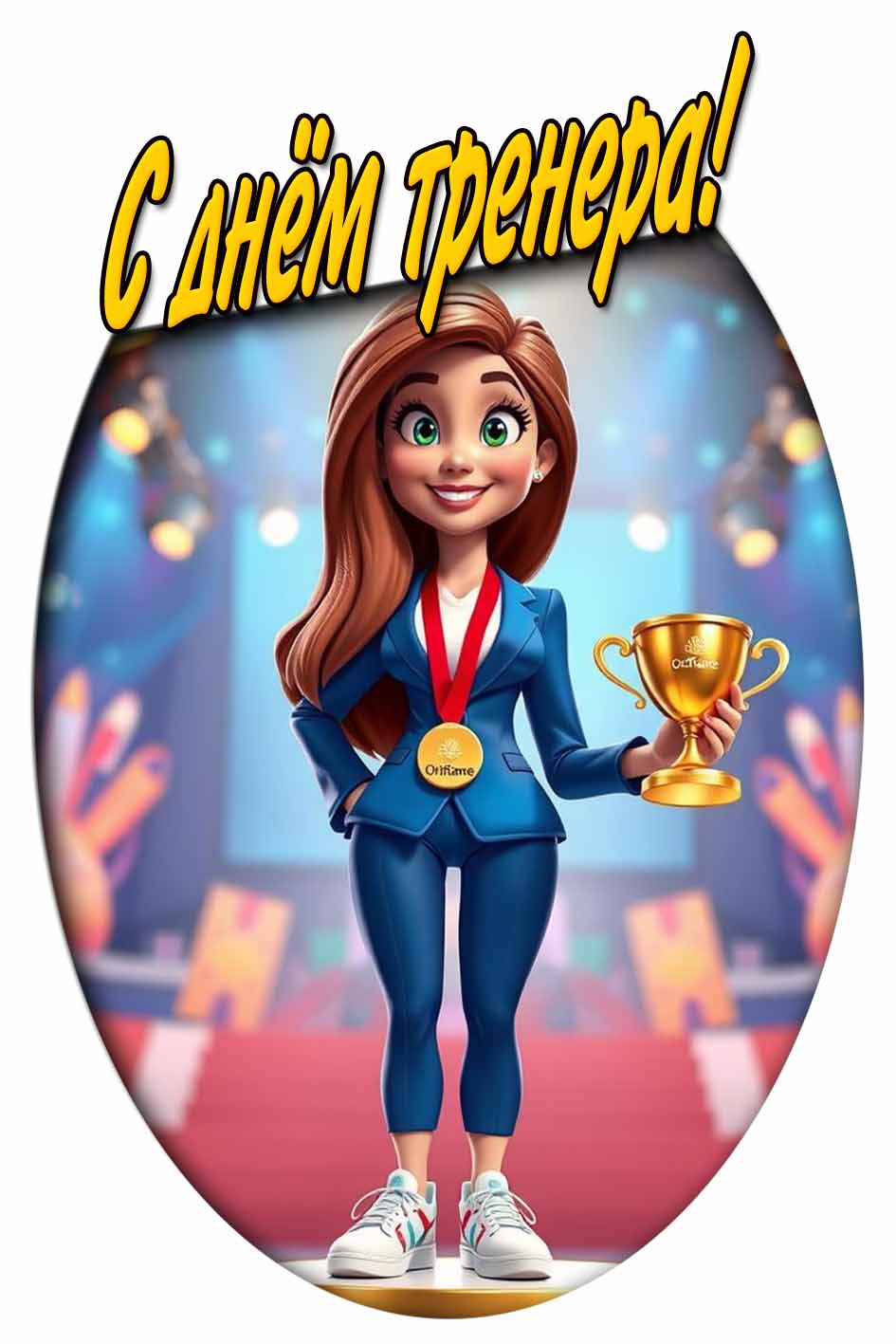 Открытка на день тренера для женщины