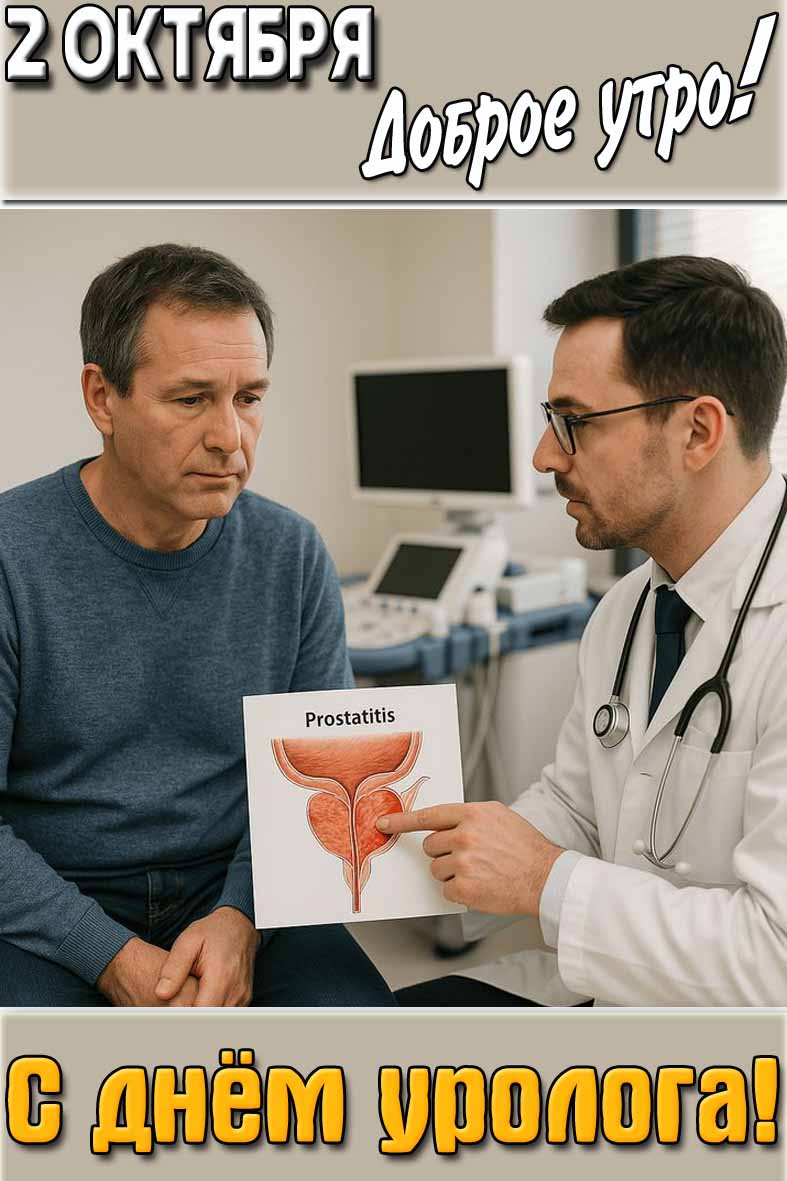 Открытка "2 октября доброе утро! С днём уролога!"
