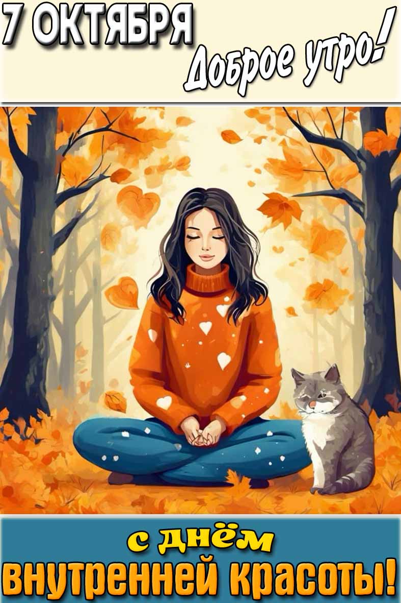 Открытка "7 октября доброе утро! С днём внутренней красоты!"