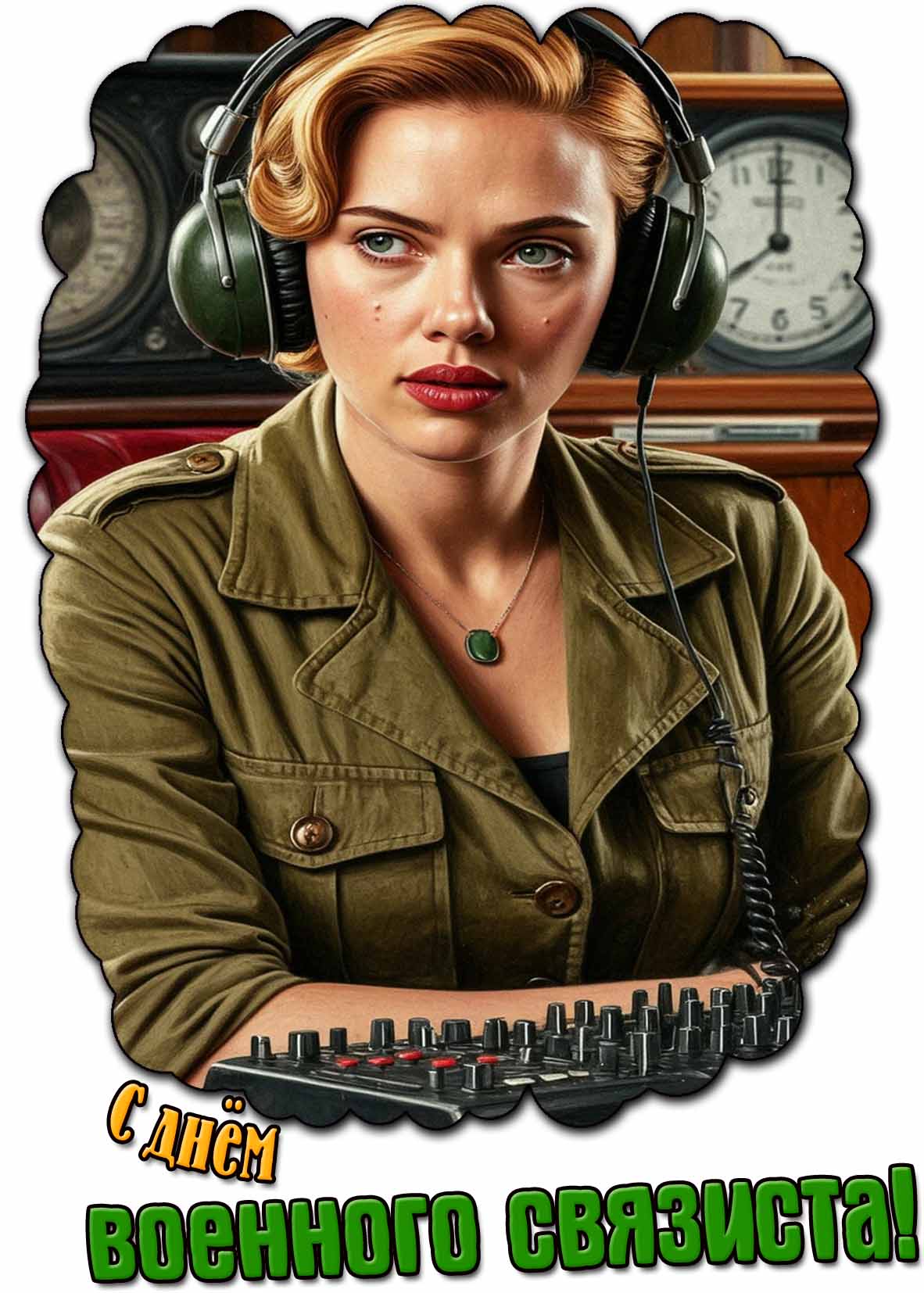 С днём военного связиста! - открытка для женщины