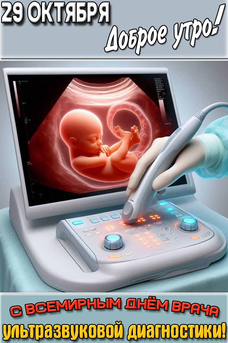 Открытка "29 октября доброе утро! С Всемирным днём врача ультразвуковой диагностики!"
