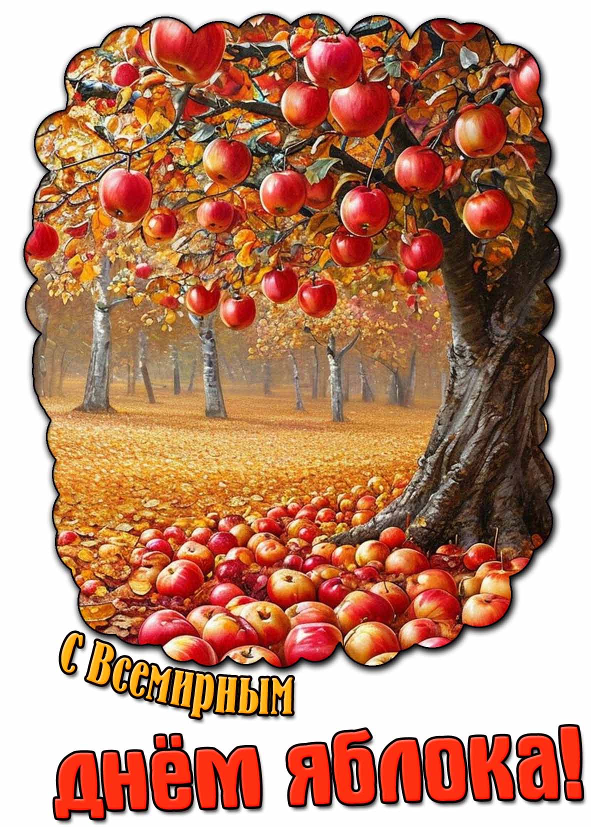 Осенняя картинка с Всемирным днём яблока