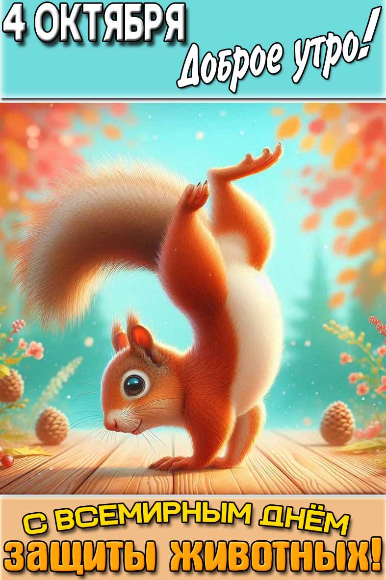 Прикольная картинка "4 октября доброе утро! С Всемирным днём защиты животных!"