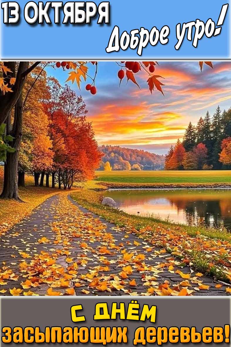 Картинка "13 октября доброе утро! С днём засыпающих деревьев!"