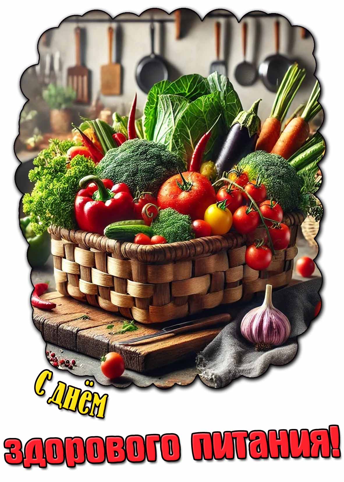 С днём здорового питания! - открытка с овощами