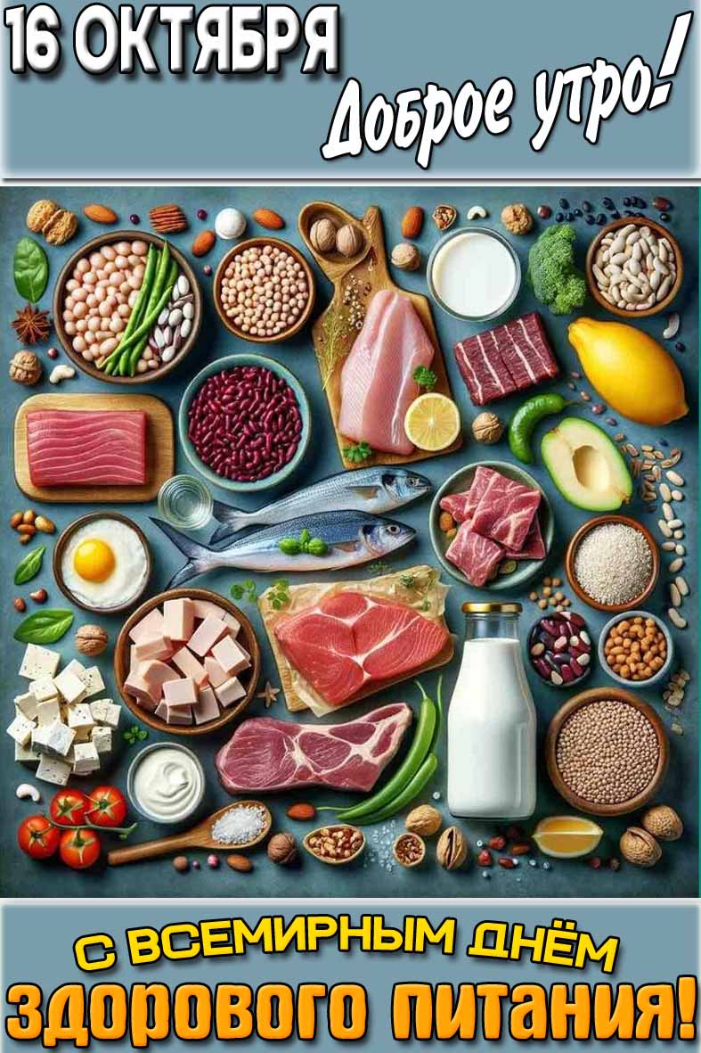 Картинка "16 октября доброе утро! С Всемирным днём здорового питания!"