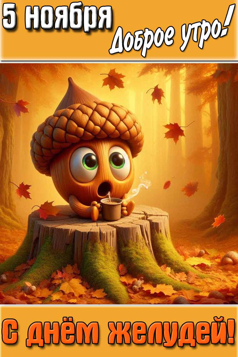 Картинка "5 ноября доброе утро! С днём желудей!"