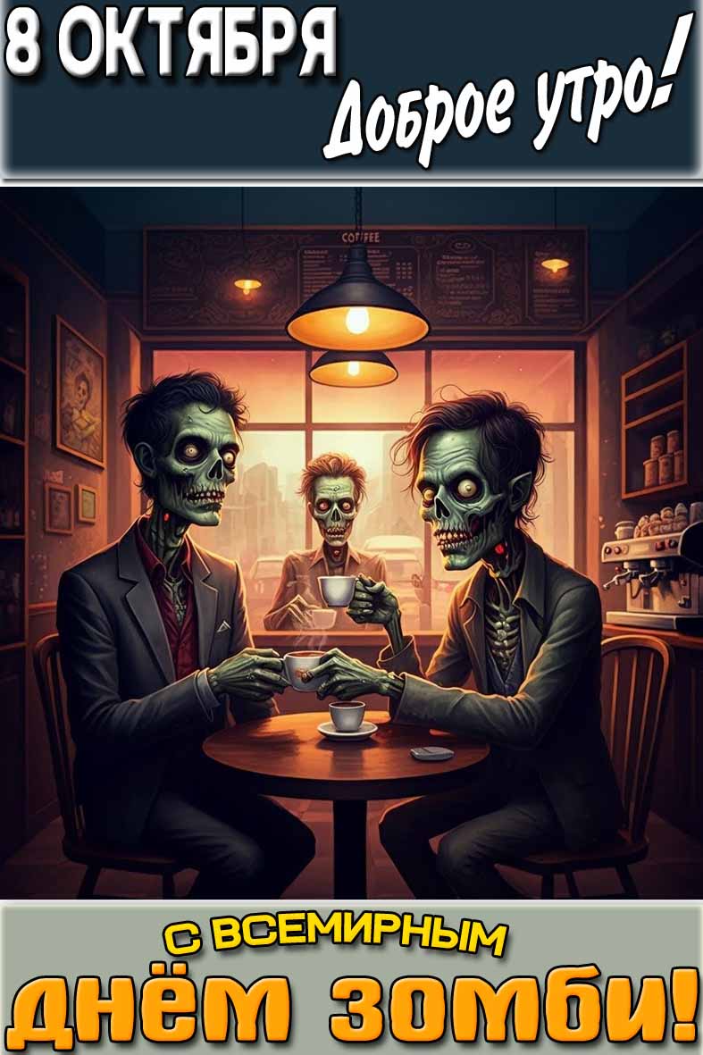 Картинка "8 октября доброе утро! С Всемирным днём зомби!"