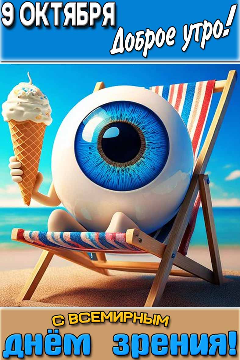 Открытка "9 октября доброе утро! С Всемирным днём зрения!"