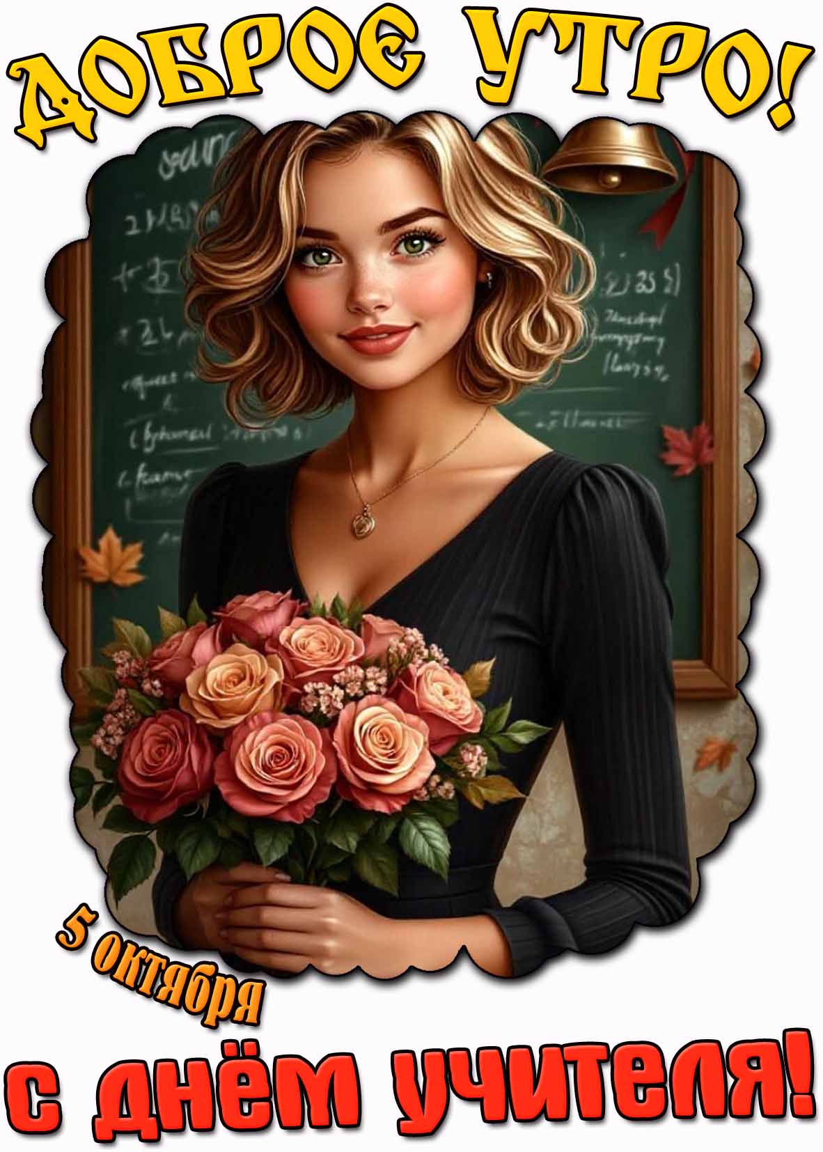 Открытка "Доброе утро! С днём учителя!" - 5 октября
