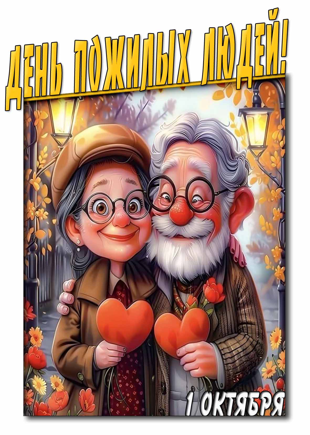 Открытка на день пожилых людей - 1 октября