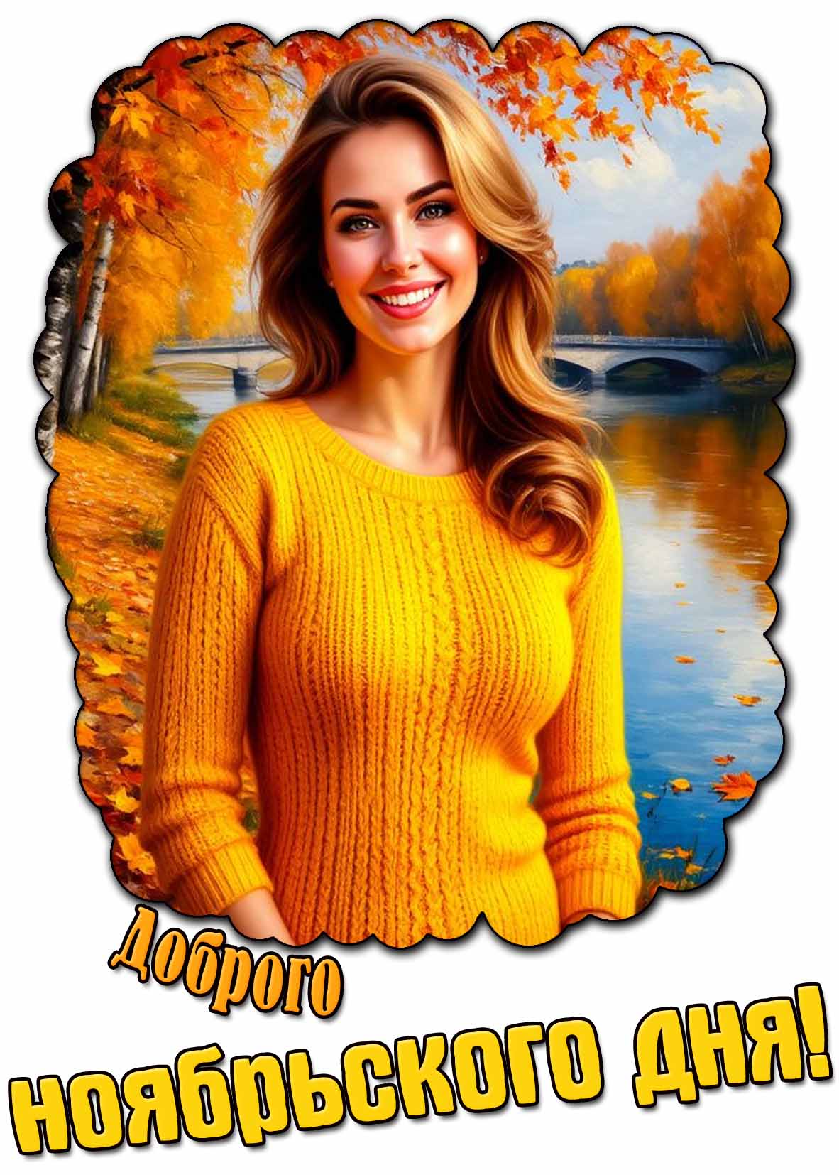 Доброго ноябрьского дня! - картинка с красивой девушкой