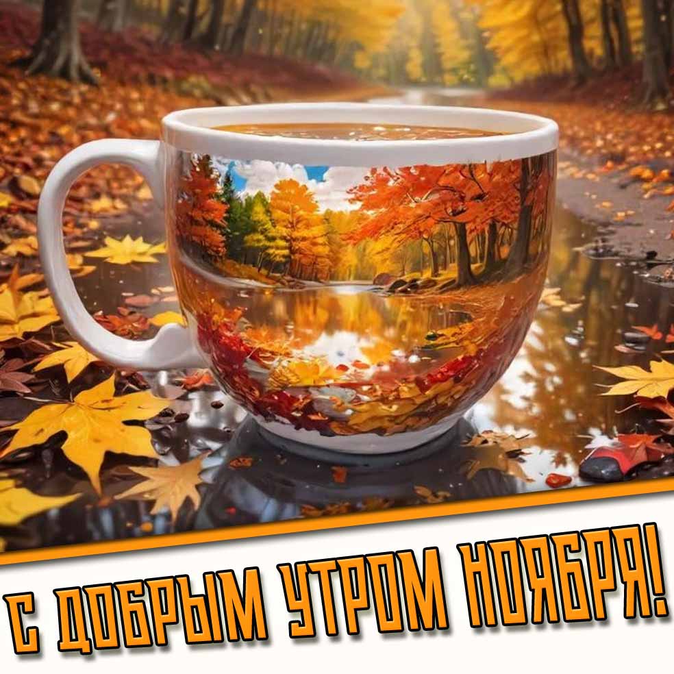 С добрым утром ноября! - открытка с кофе